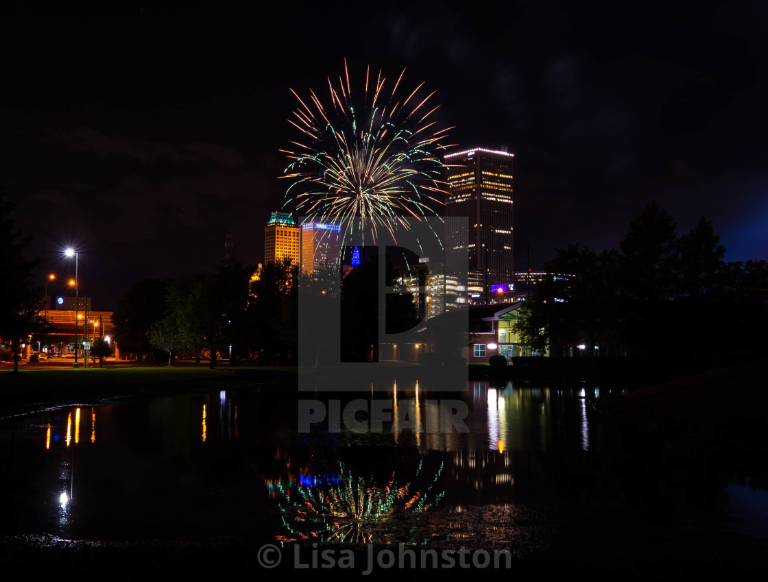 "Fireworks Reflection" stock image