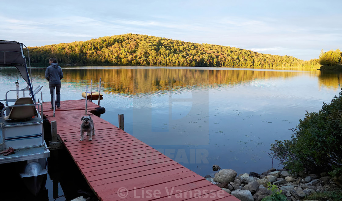 "A person and a dog on a dock." by Lise Vanasse - $1.56 "A person and a dog on a dock." stock image