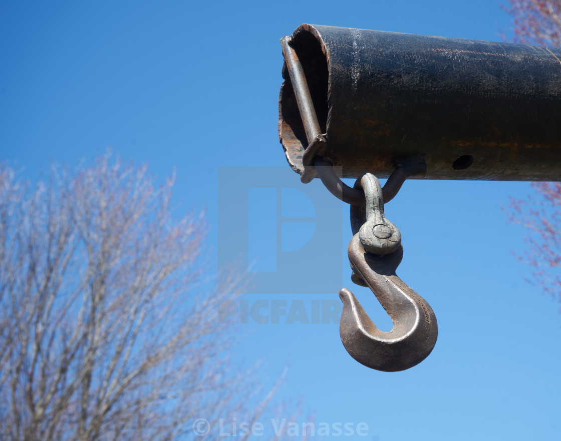 "A large metal hook." stock image