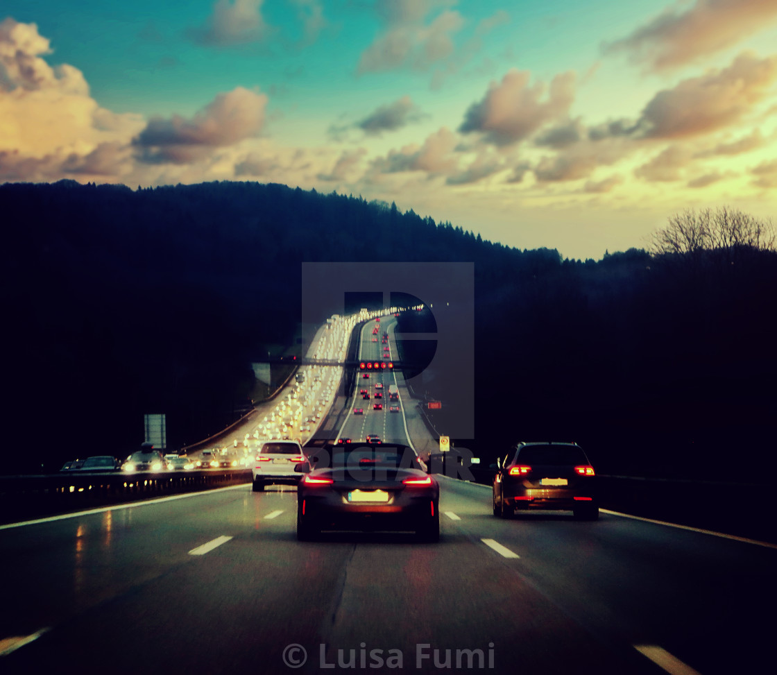 "Highway traffic jam" stock image