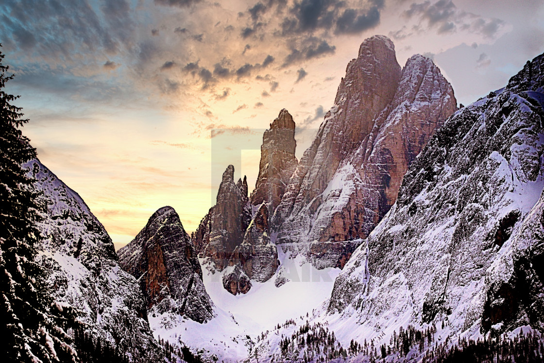 "Sesto, Italy - Croda dei Toni dolomite mountain" stock image