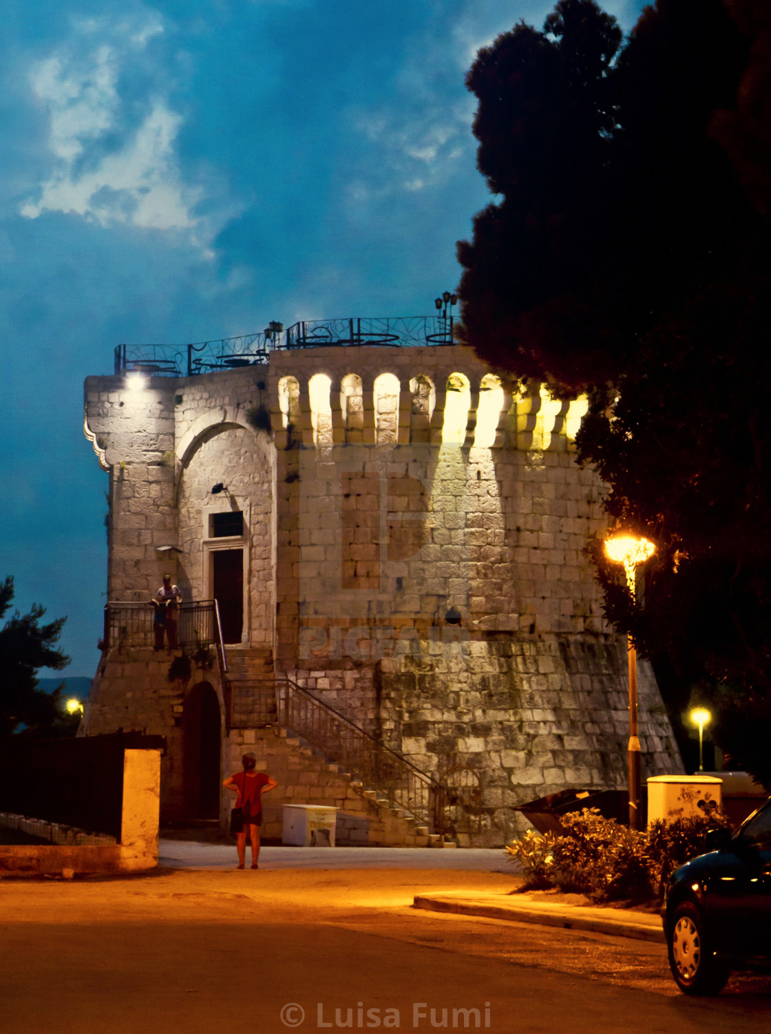 "Croatia, Trogir - St. Mark tower at night" stock image