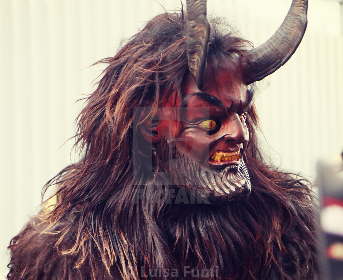 "Traditional Krampus run at the Christmas market in Munich" stock image