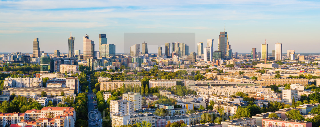 "Warsaw skyline aerial landscape, view from Szczesliwice district at dusk." by Lukasz Szczepanski - $15.93 "Warsaw skyline aerial landscape, view from Szczesliwice district at dusk." stock image