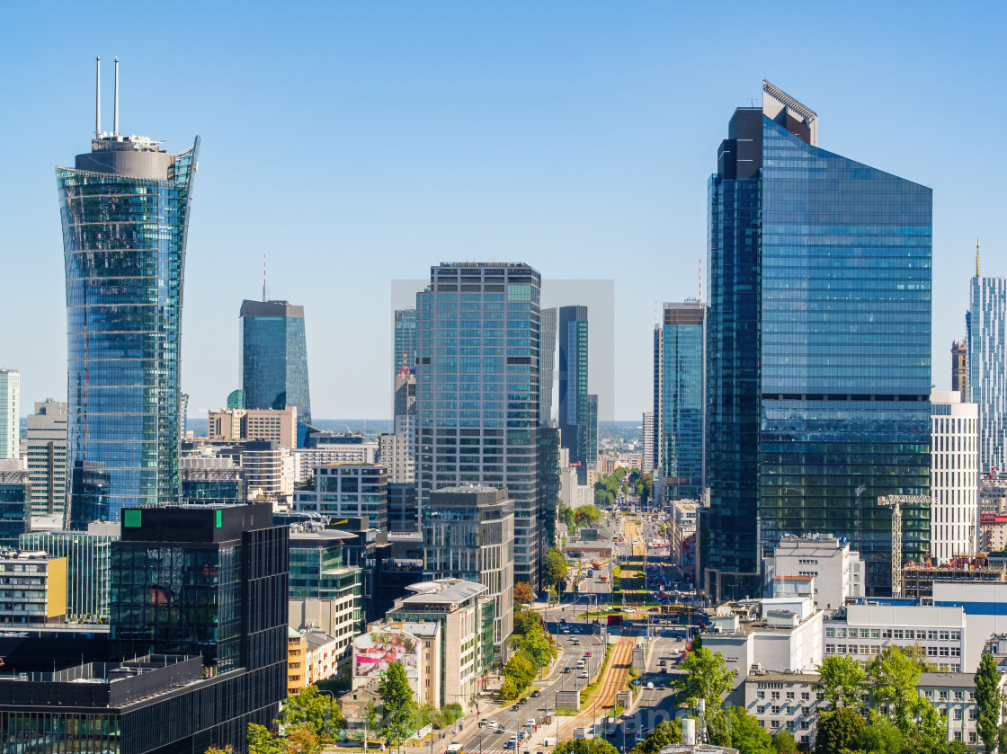"Office district around Daszynskiego roundabout called "new Mordor", Warsaw skyline aerial image" by Lukasz Szczepanski - $15.93 "Office district around Daszynskiego roundabout called "new Mordor", Warsaw skyline aerial image" stock image