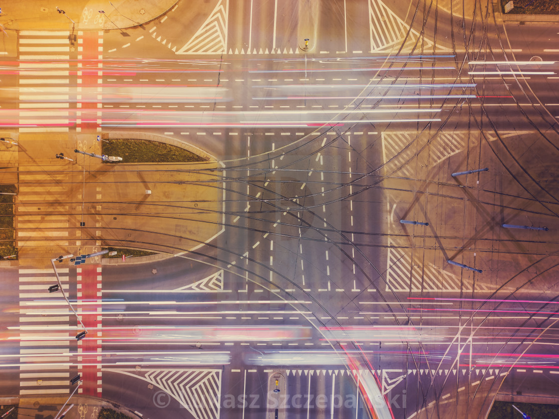 "Crossroads, night aerial picture of traffic on the road intersection" by Lukasz Szczepanski - $15.93 "Crossroads, night aerial picture of traffic on the road intersection" stock image