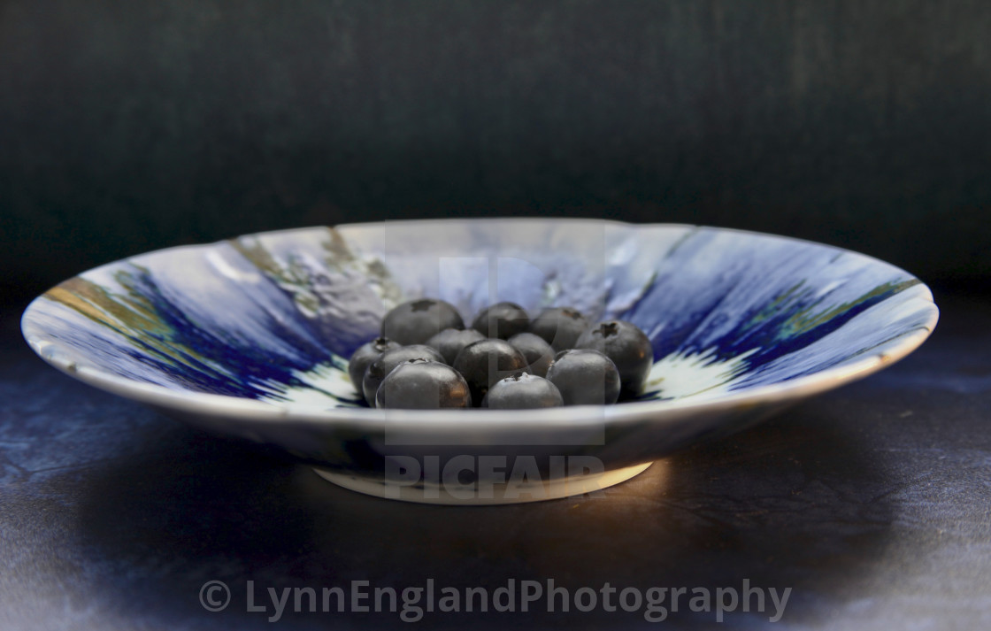 "Just a bowl of blueberries" stock image