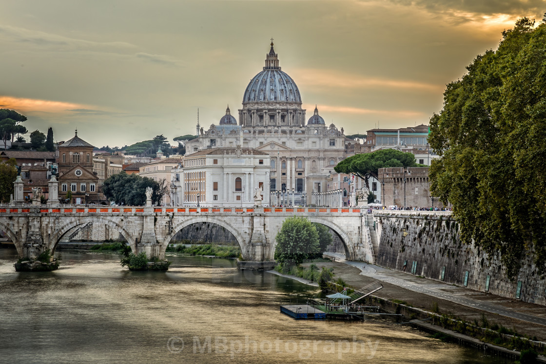 "Saint Peters Basilica and the Santangelo bridge" stock image