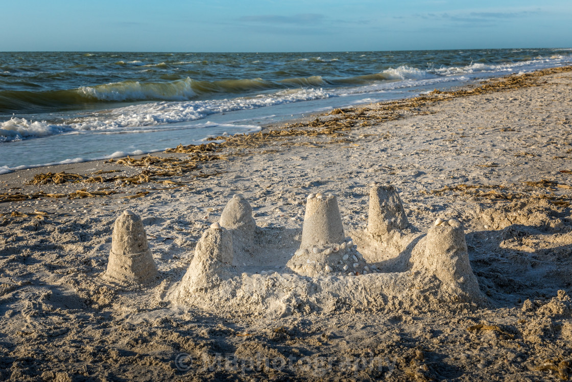 "A sand castle on the beach in Florida" stock image