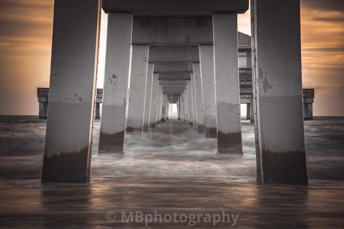 "Long exposure of the sea under the pier of Fort Myers beach, Flo" stock image