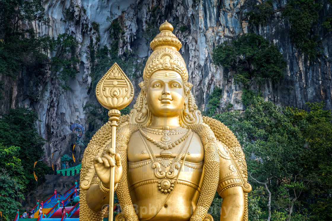 "The golden Buddha in front of the Batu Caves, Kuala Lu,pur, Mala" stock image
