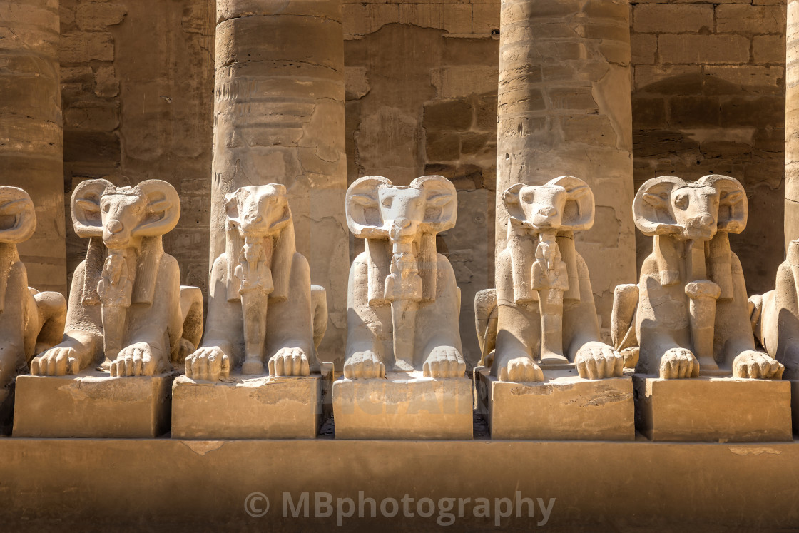 "Avenue of the rams in the Karnak temple, Luxor Egypt" stock image