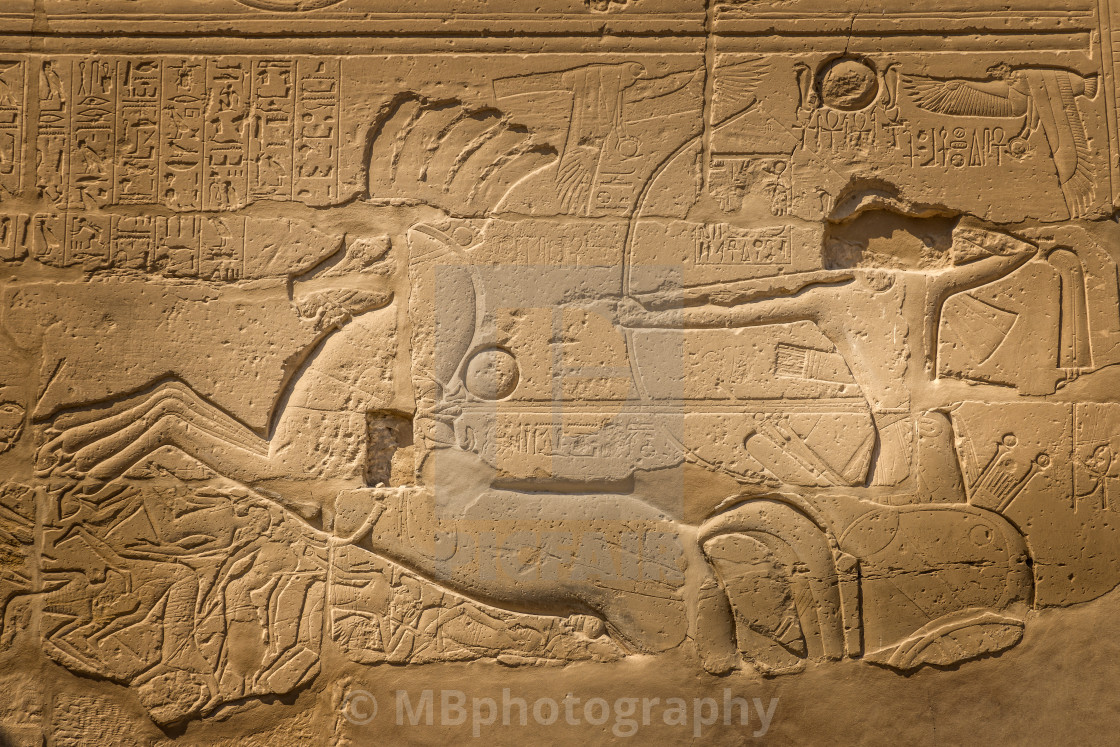 "Ancient Egyptian hyroglyphs in the temple of Karnak, Egypt" stock image