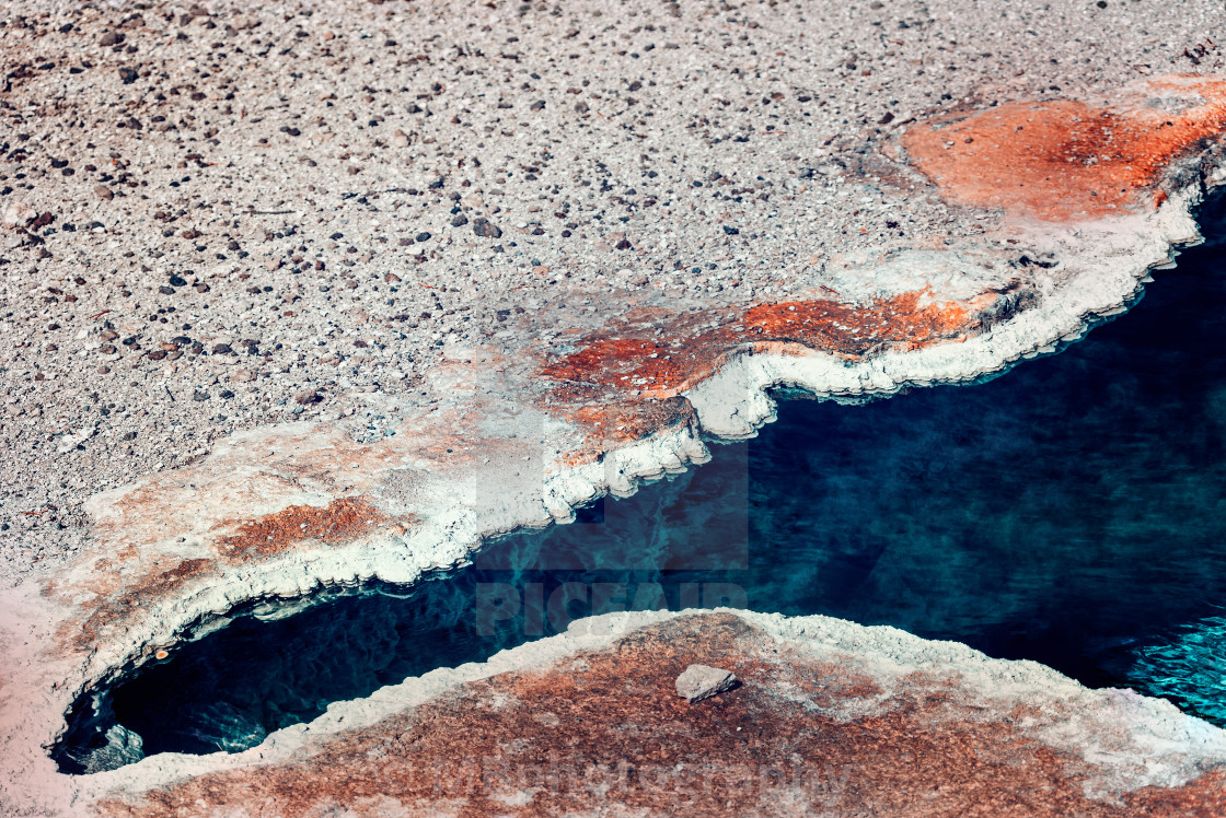 "Geothermal structures of the geyser sediments in the Yellowstone National Park" stock image