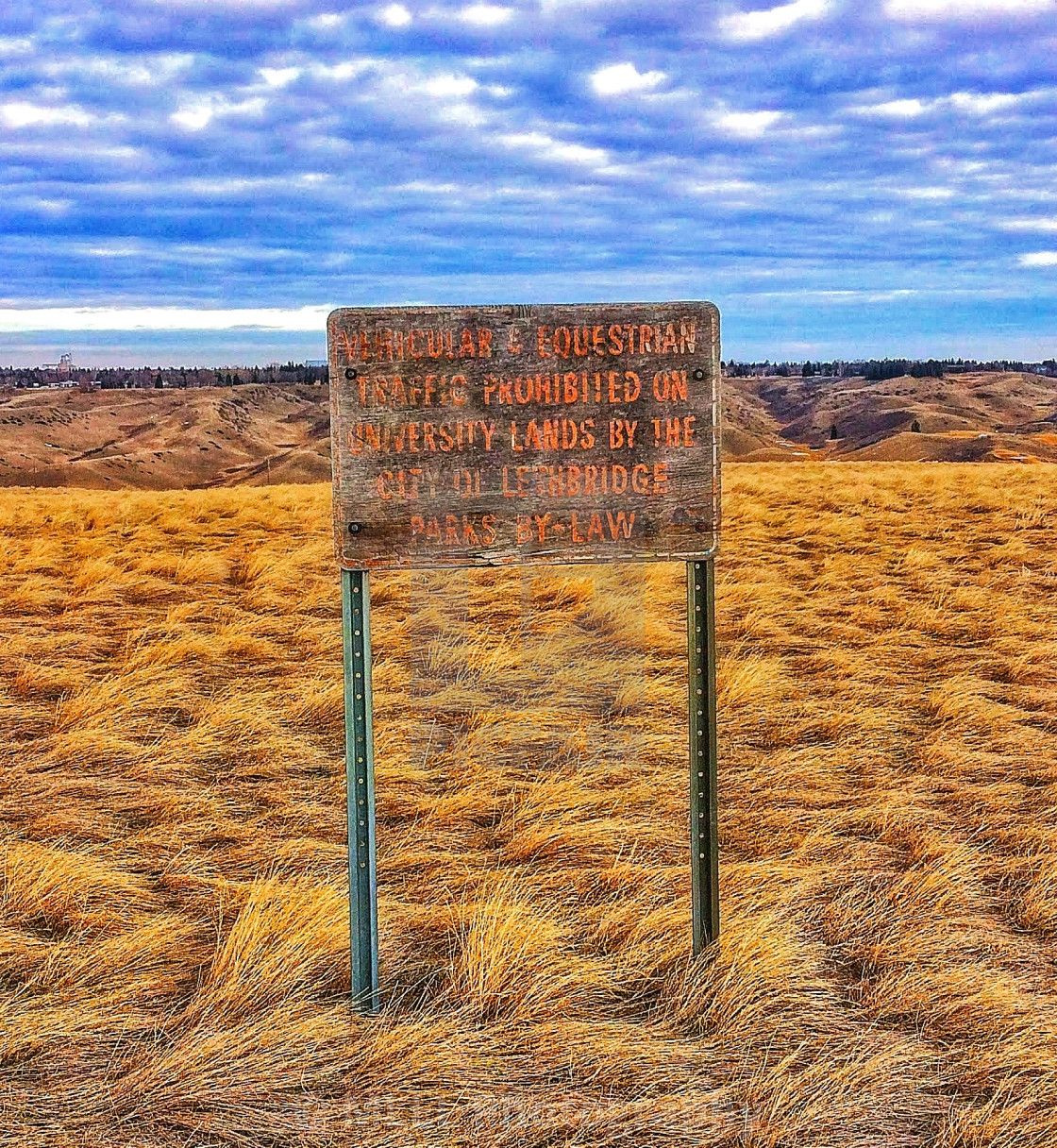 "Random sign on the prairie" stock image