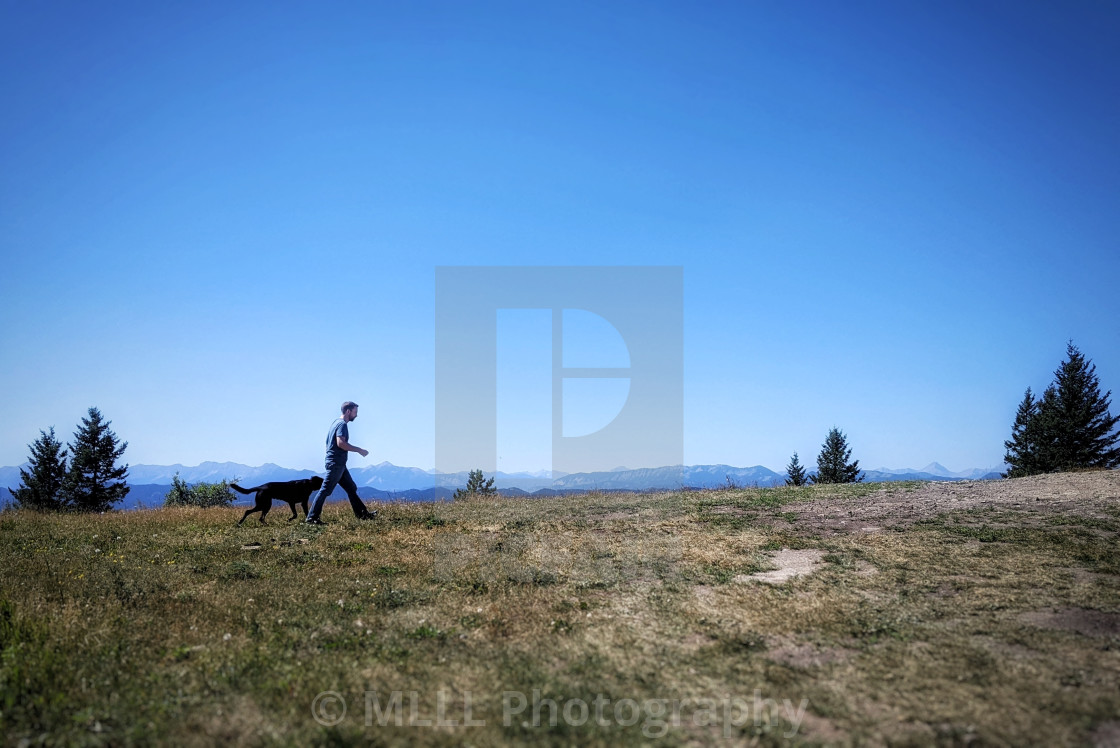 "Hiking with the dog" stock image