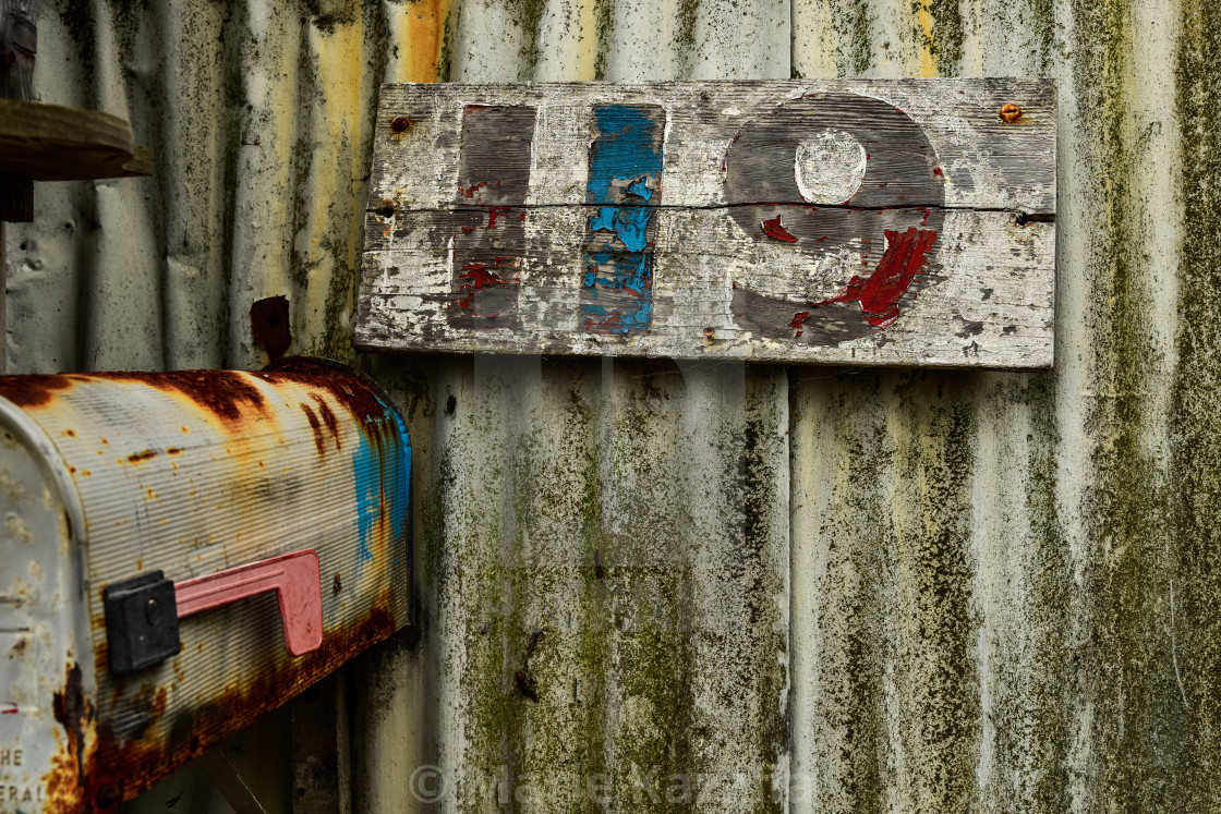 "weathered corrugated metal and wood numbers background" by Marie Kazalia - $15.44 "weathered corrugated metal and wood numbers background" stock image