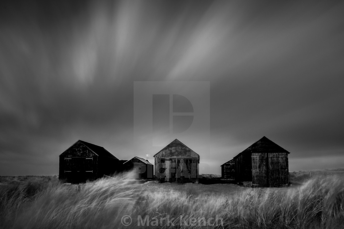 "Winterton Fishing Huts" stock image