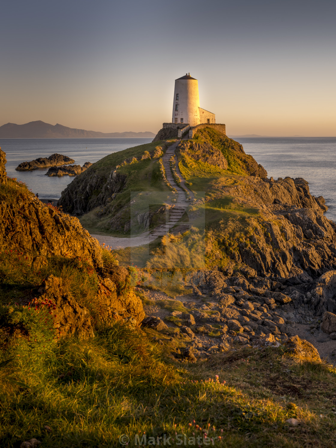 "Sunset Over Goleudy Tŵr Mawr" stock image