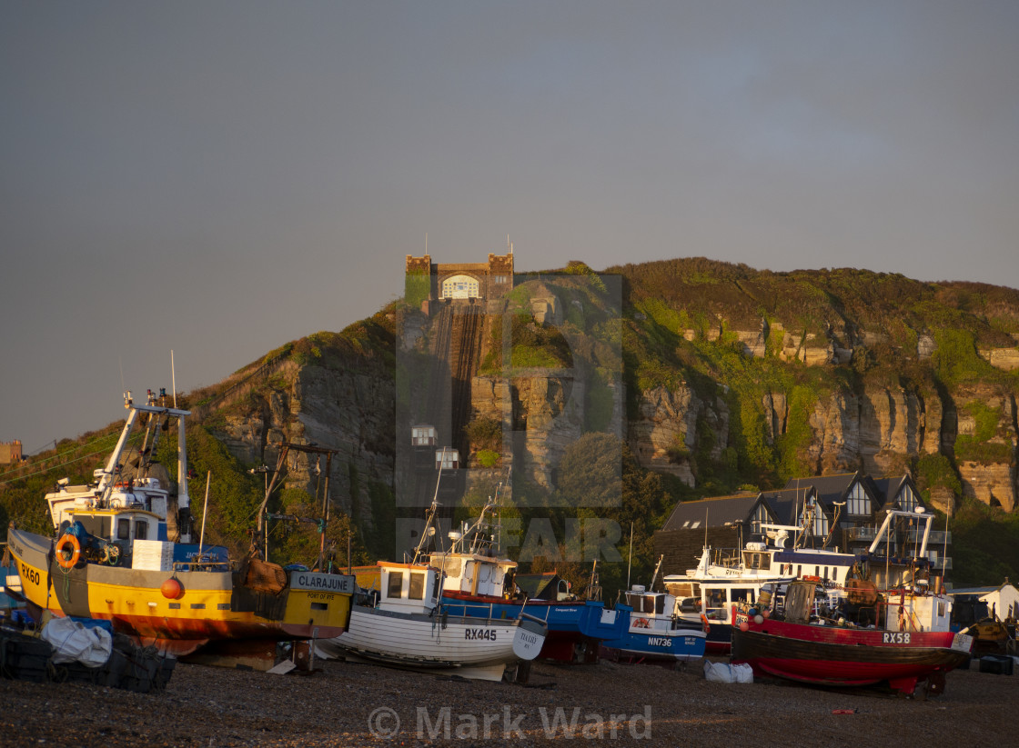 "Autumn Hastings Sunset." stock image