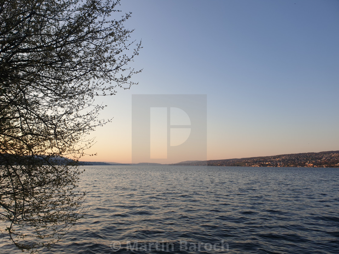 "Early sunset at Lake Zurich" stock image