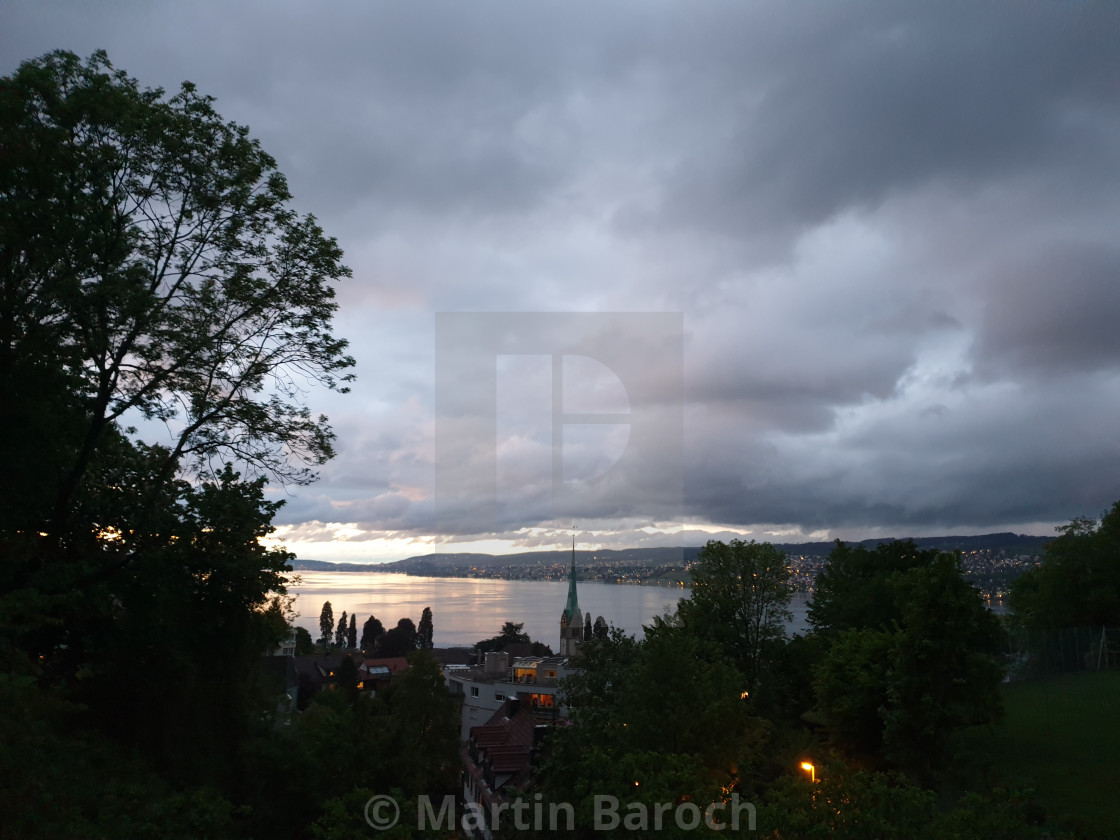 "Dramatic Sunset at Lake Zurich" stock image