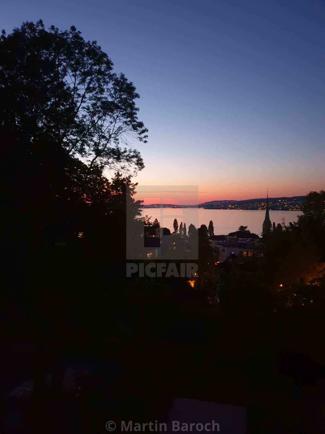 "Sunset over Lake Zurich" stock image