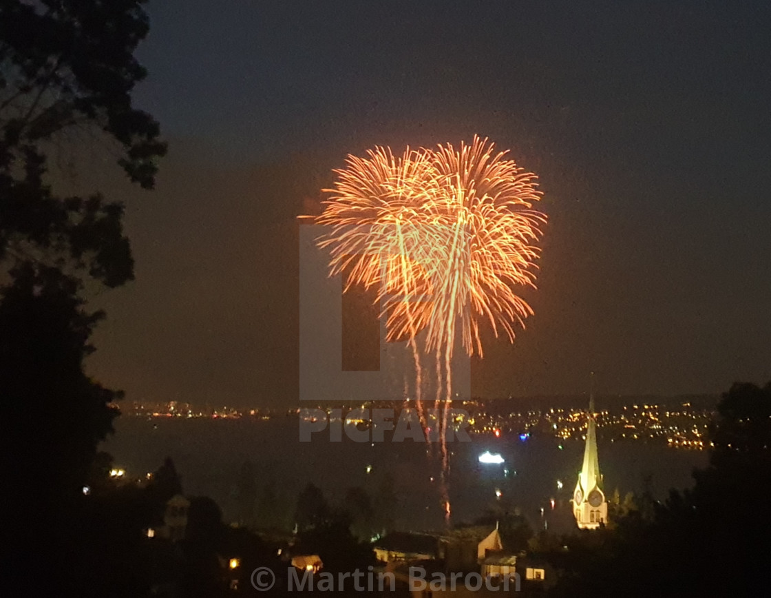 "Swiss National Day Firework" stock image