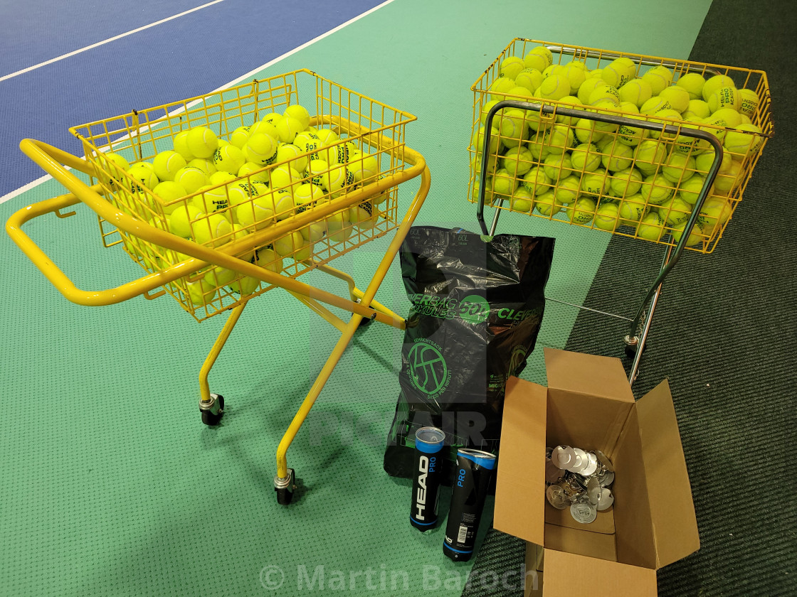 "Tennis balls and garbage" stock image