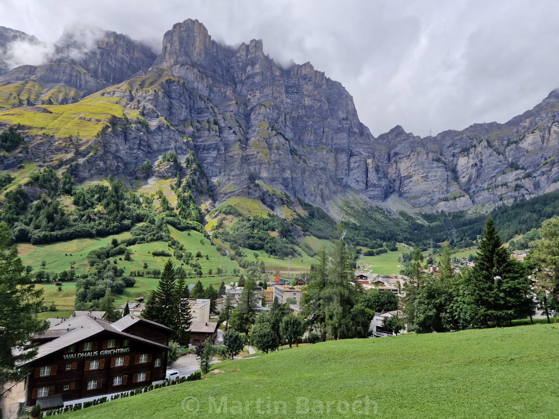 "Panoramic Leukerbad view" stock image