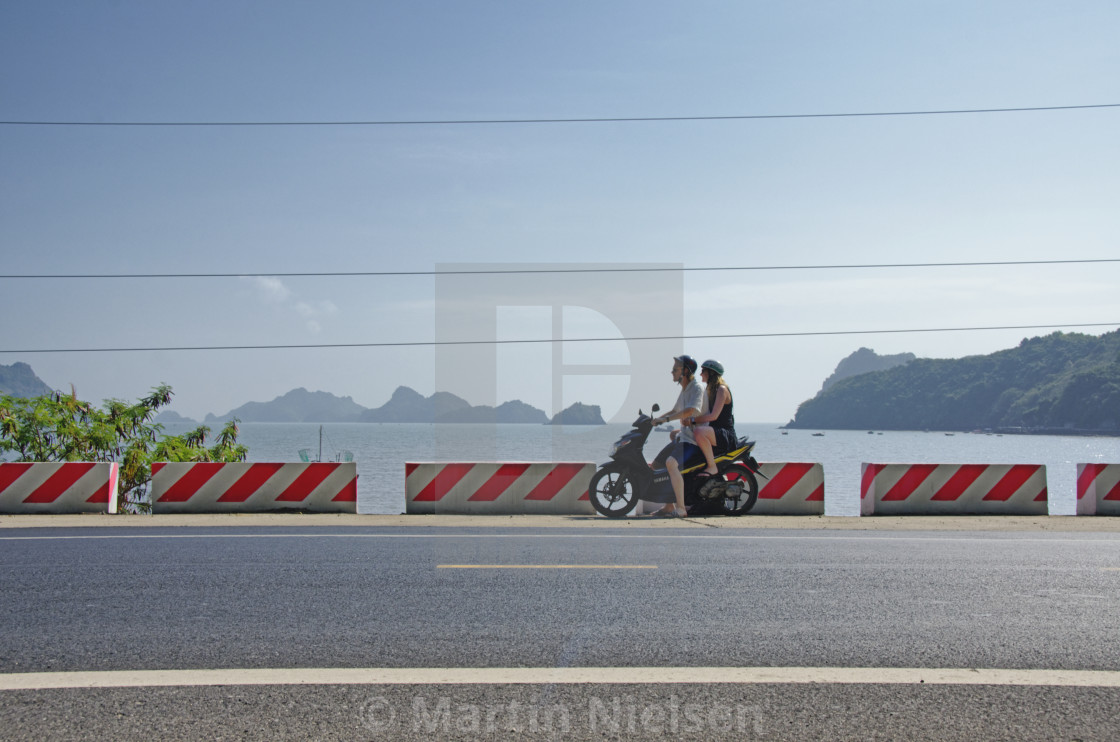 "Couple on a scooter" stock image