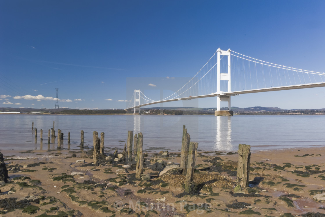 "The Severn Bridge, Gloucestershire and Monmouthshire." stock image