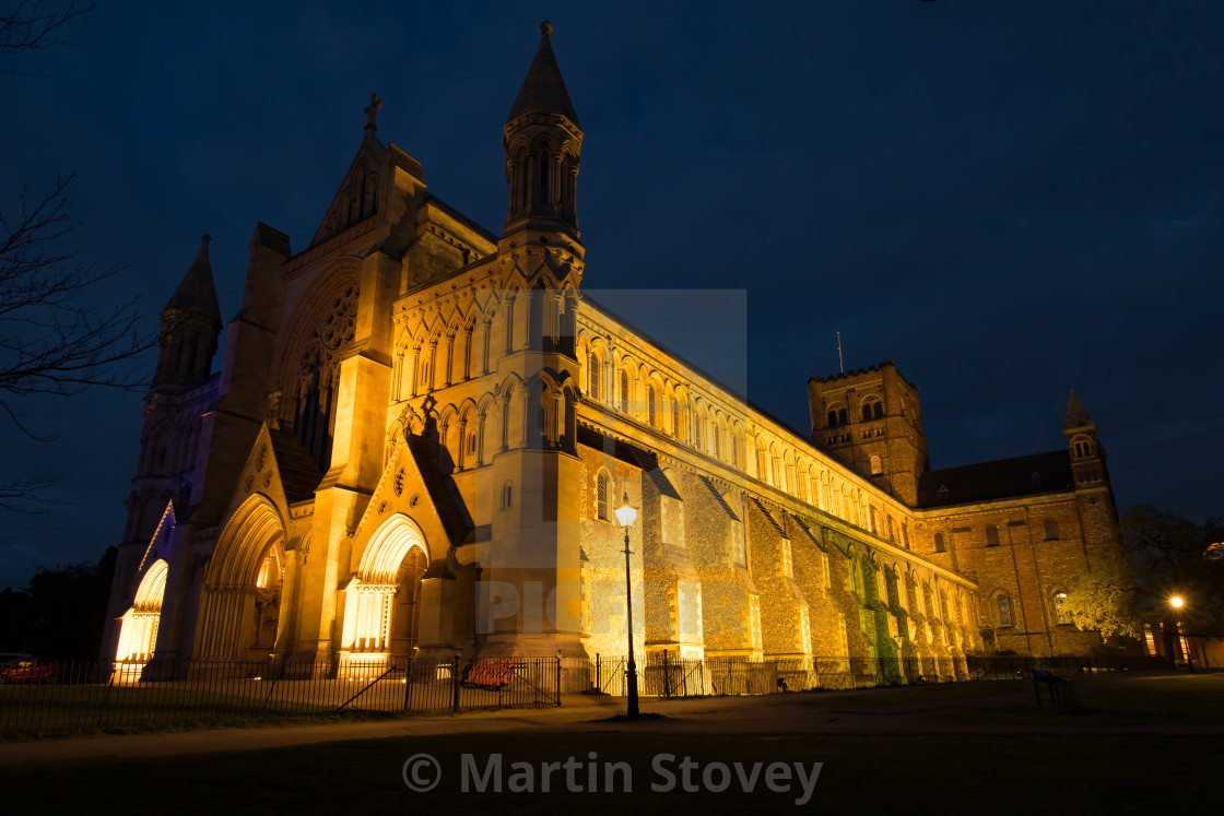 "St Albans Cathedral by night." by Martin Stovey - $6.04 "St Albans Cathedral by night." stock image