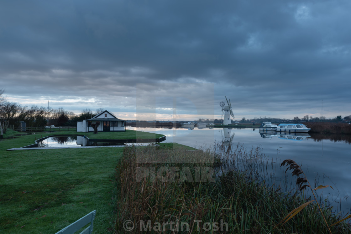 "Winter morning at Thurne Mill iii" stock image