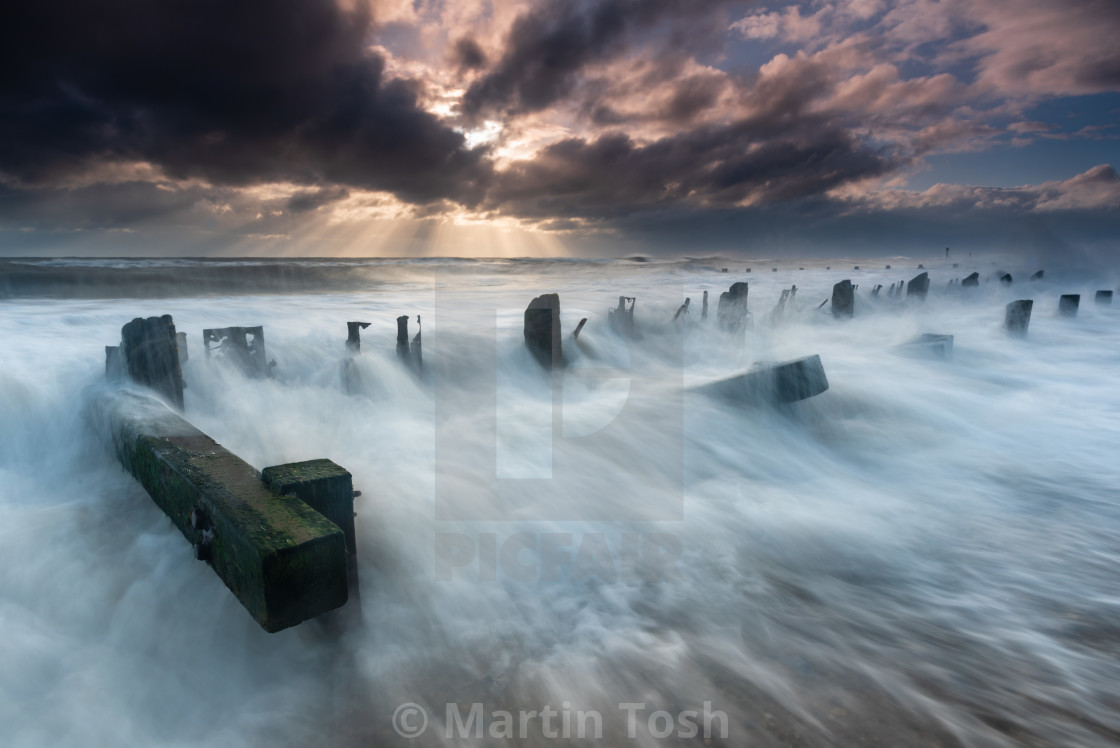 "Stormy clouds Seascape, Cart Gap, Norfolk iii" stock image