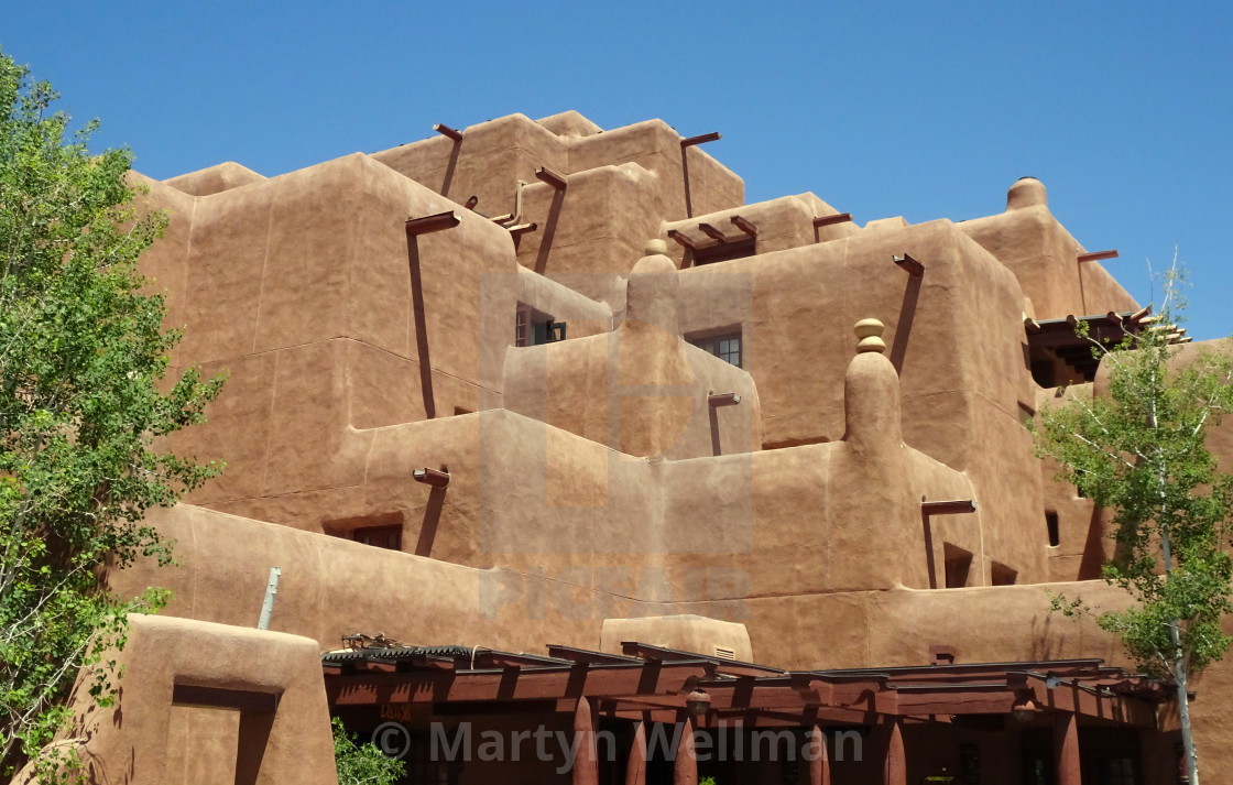 "Adobe-style hotel, Santa Fe (part 1)" stock image