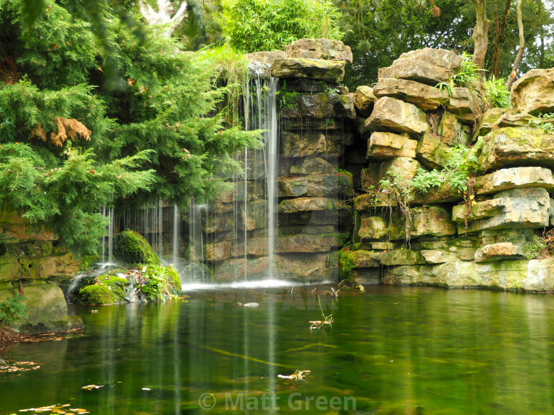 "Beautiful Waterfall at Highfields Lake" stock image