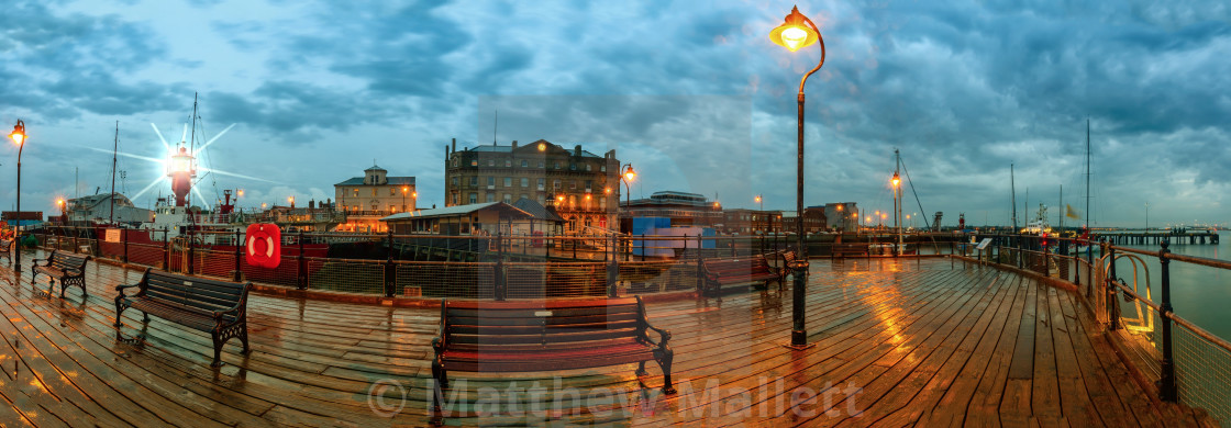 "Halfpenny Pier Panorama Twilight" stock image