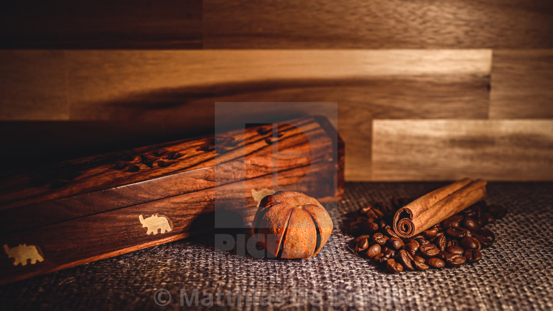 "Incense with coffee, tangerine and cinnamon" by Matthias De Boeck - $15.32 "Incense with coffee, tangerine and cinnamon" stock image