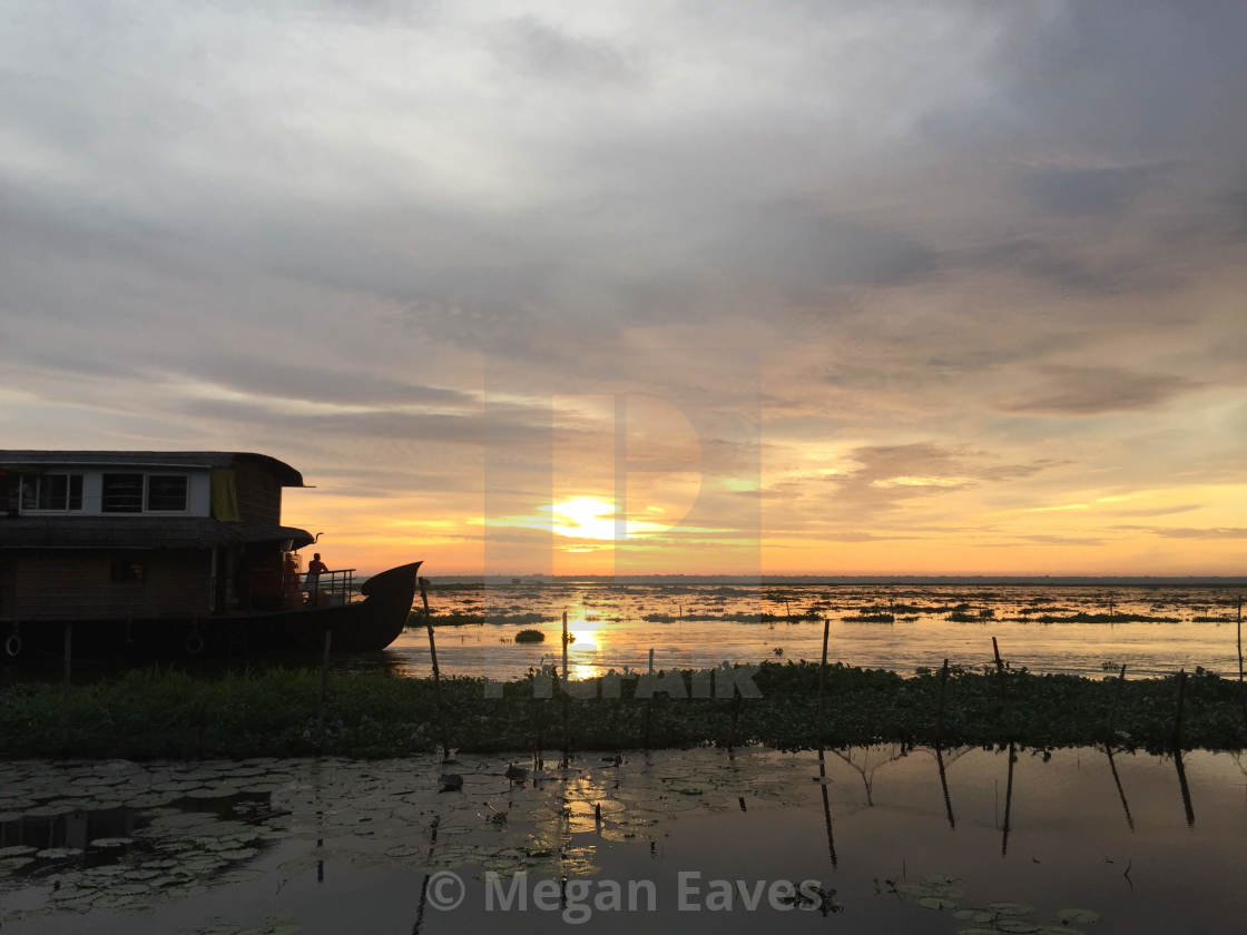 "Kerala Houseboat Sunset" by Megan Eaves - $15.31 "Kerala Houseboat Sunset" stock image
