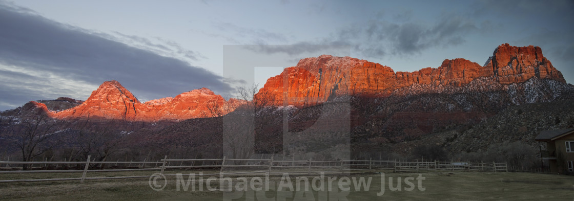 "Zion Winter Sunset" stock image