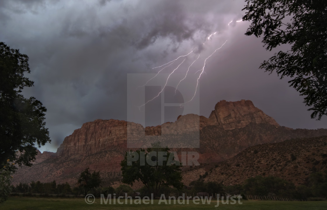 "Zion Lightning" stock image