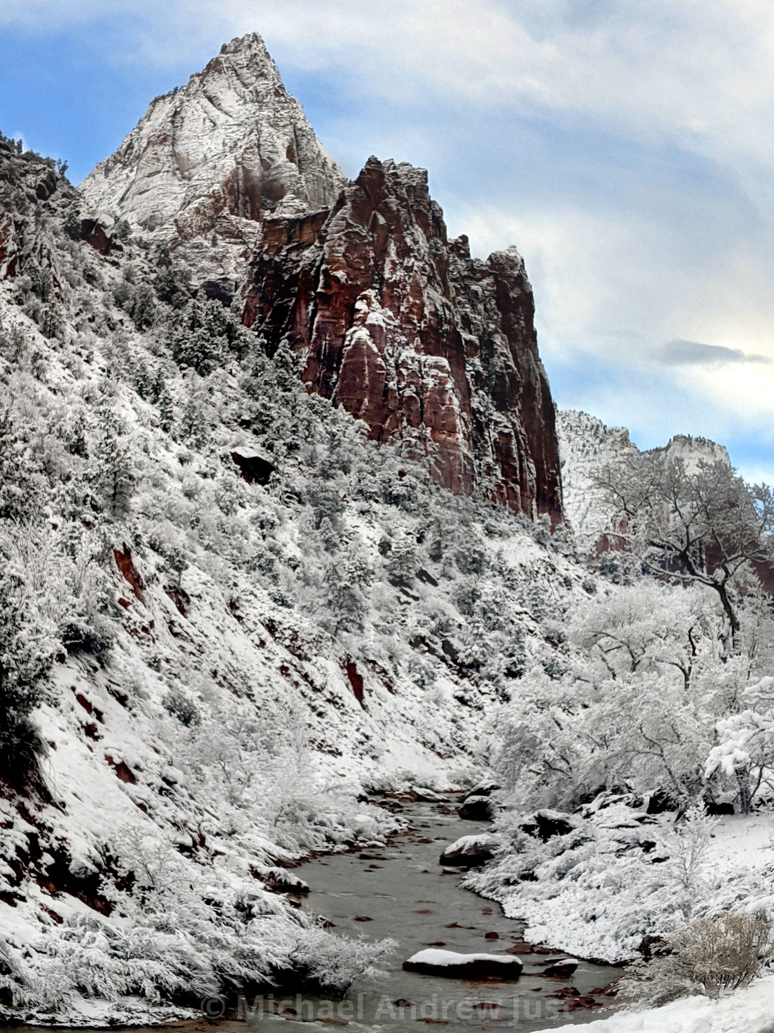 "Zion Canyon Winter" stock image