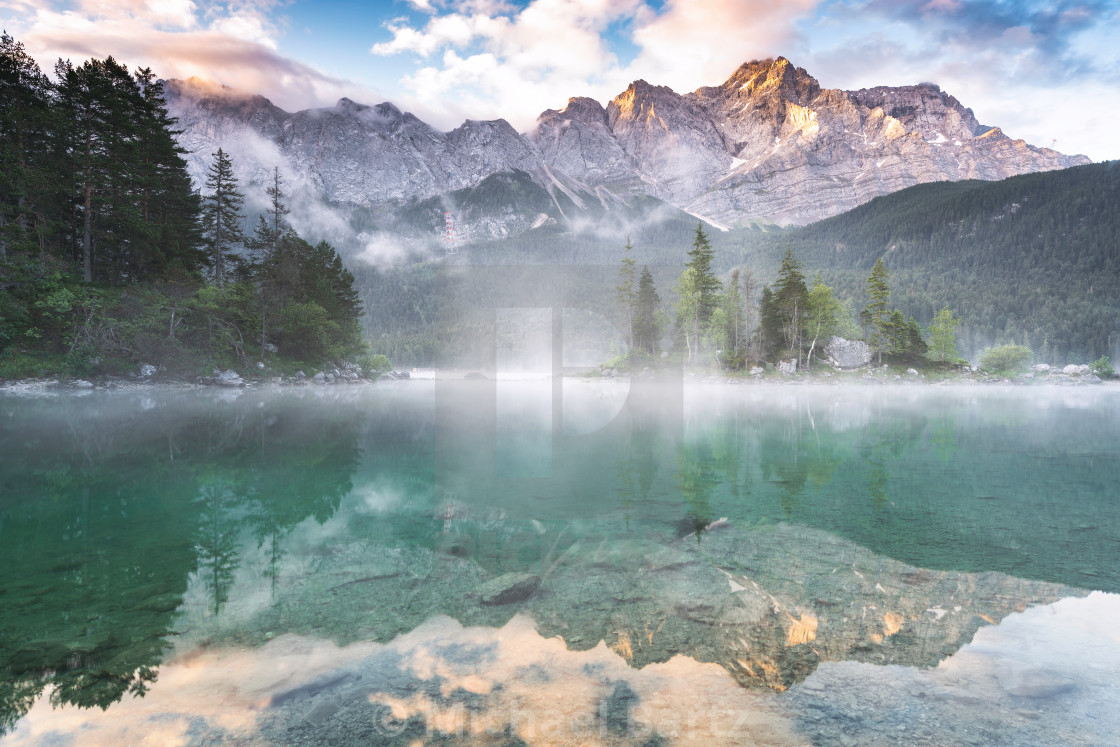 "Morgenstimmung mit Nebel am Eibsee" by Michael Bartz - $7.71 "Morgenstimmung mit Nebel am Eibsee" stock image