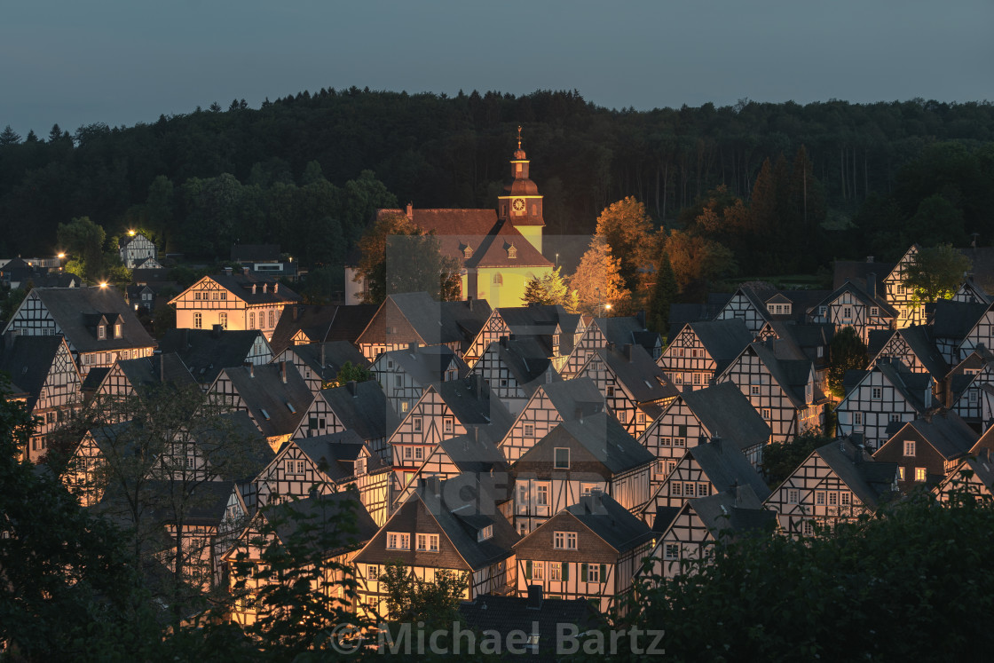 "Der " Alte Flecken " in Freudenberg bei Dunkelheit" by Michael Bartz - $7.71 "Der " Alte Flecken " in Freudenberg bei Dunkelheit" stock image