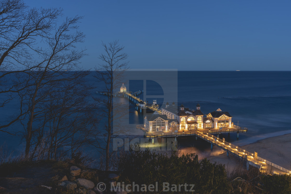 "Seebrücke Sellin auf Rügen zur blauen Stunde" by Michael Bartz - $7.71 "Seebrücke Sellin auf Rügen zur blauen Stunde" stock image