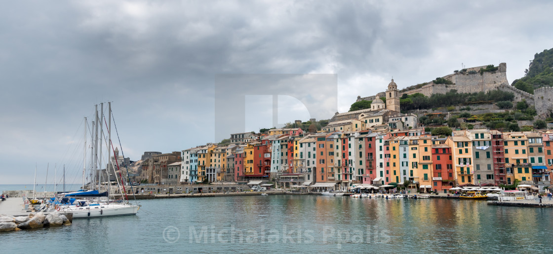 "Fisherman town of Portovenere, Cinque Terre Liguria, Italy" stock image