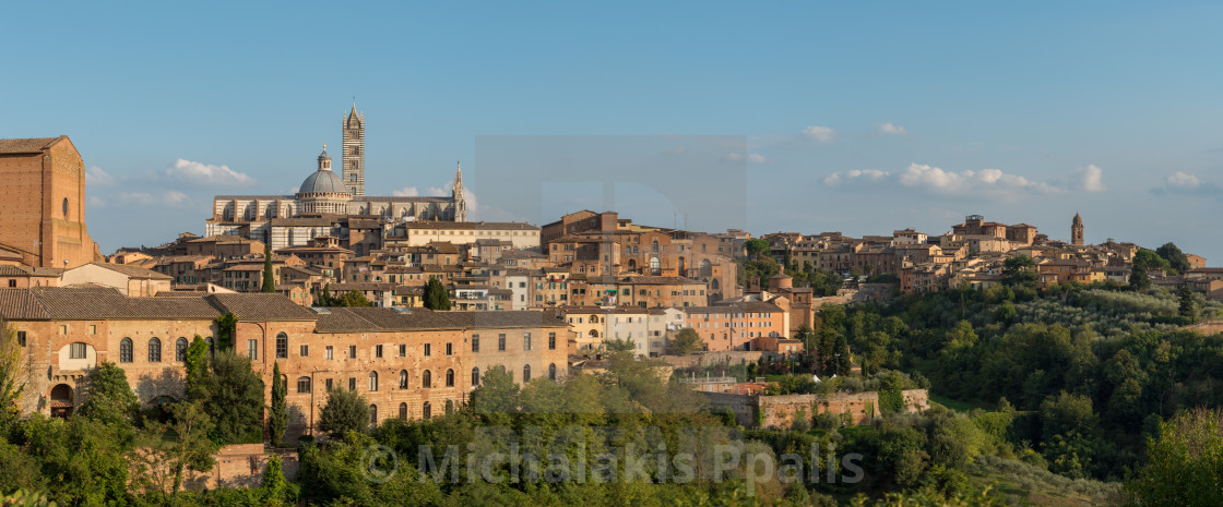 "Panoramic cityscape of the historical town of Siena central Tuscany, Italy" stock image