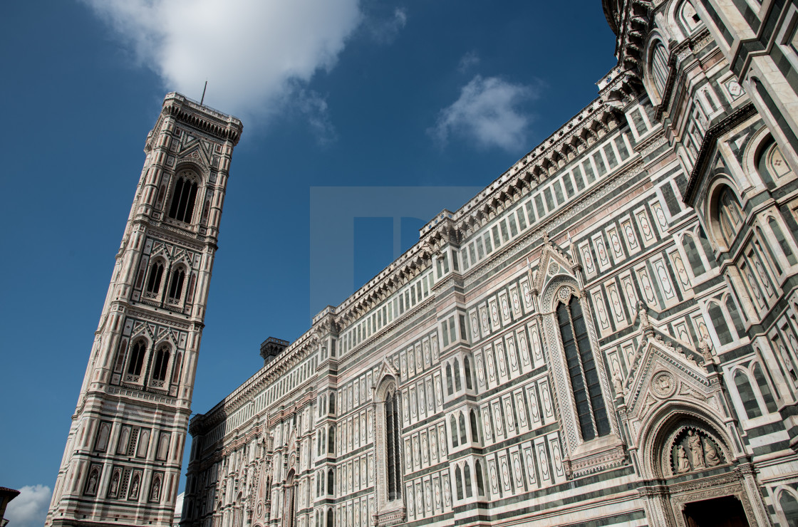 "Architectural details of Cathedral of Santa Maria del Fiore Cathedral of Florence. Italy Europe" stock image