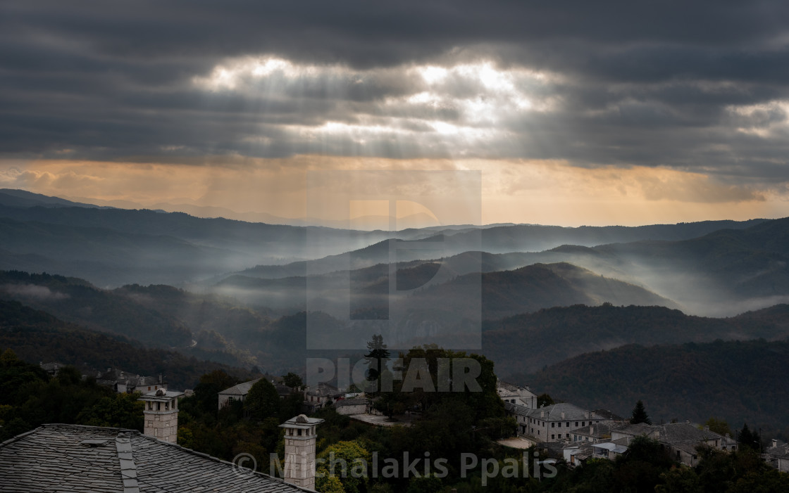"Traditional village of Vitsa in Central Zagori, Epirus region, in the Ioannina regional unit in Greece, Europe" stock image
